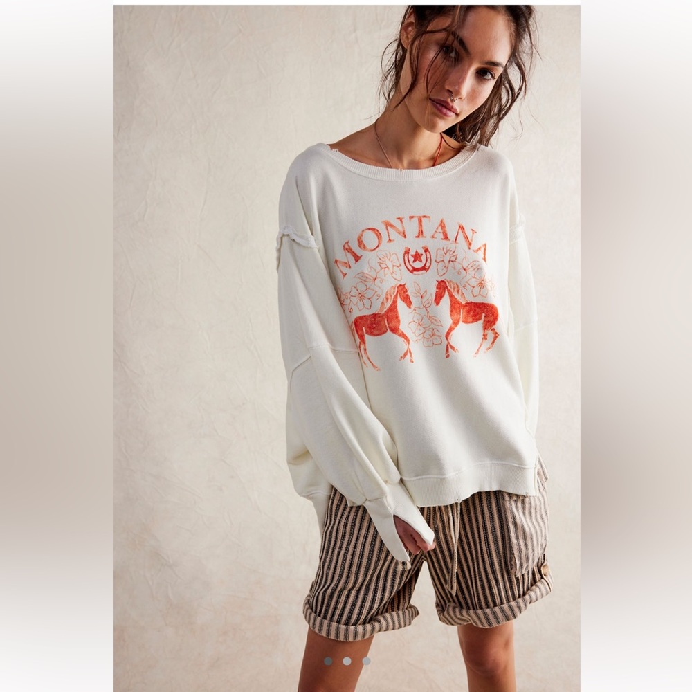Free People We The Free Montana Camden in White and Orange Combo